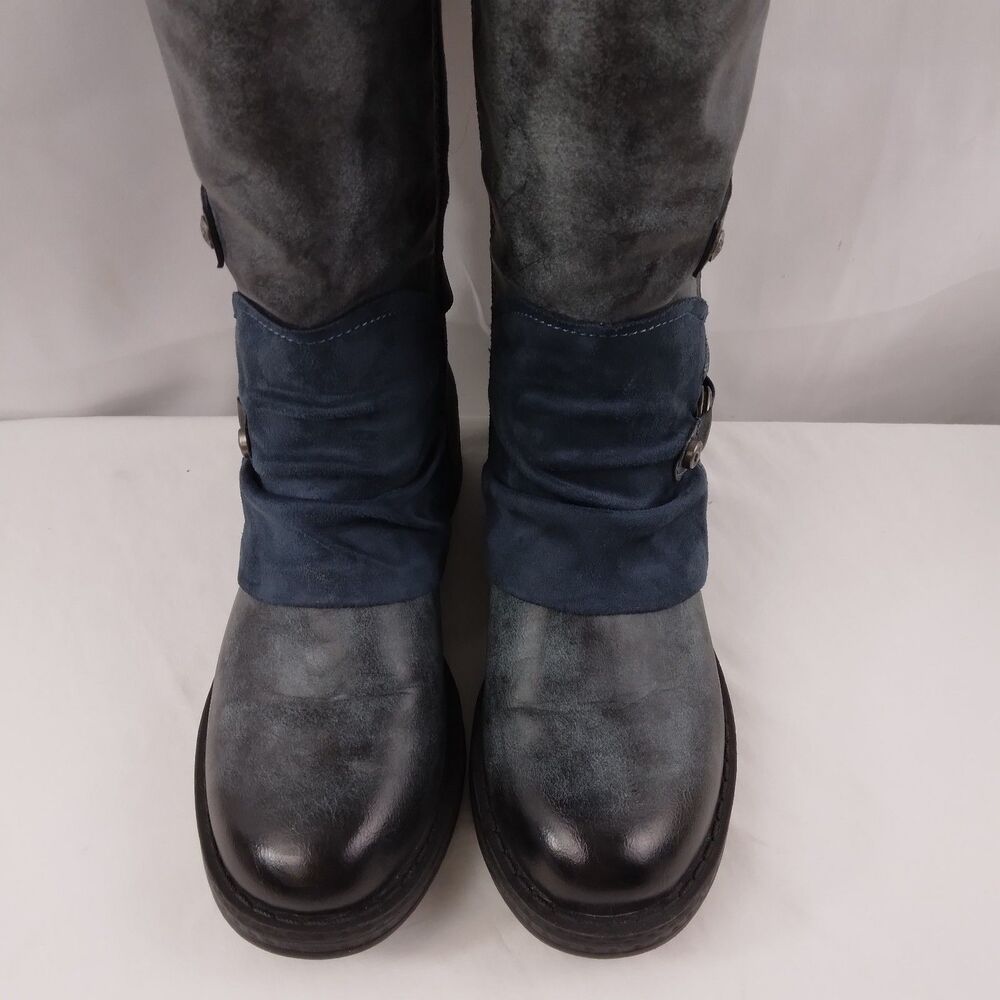 Rieker 92284-45 Franka Gray Blue Buckle Knee-High Boots Steampunk Size EU 37 6 - Picture 5 of 16